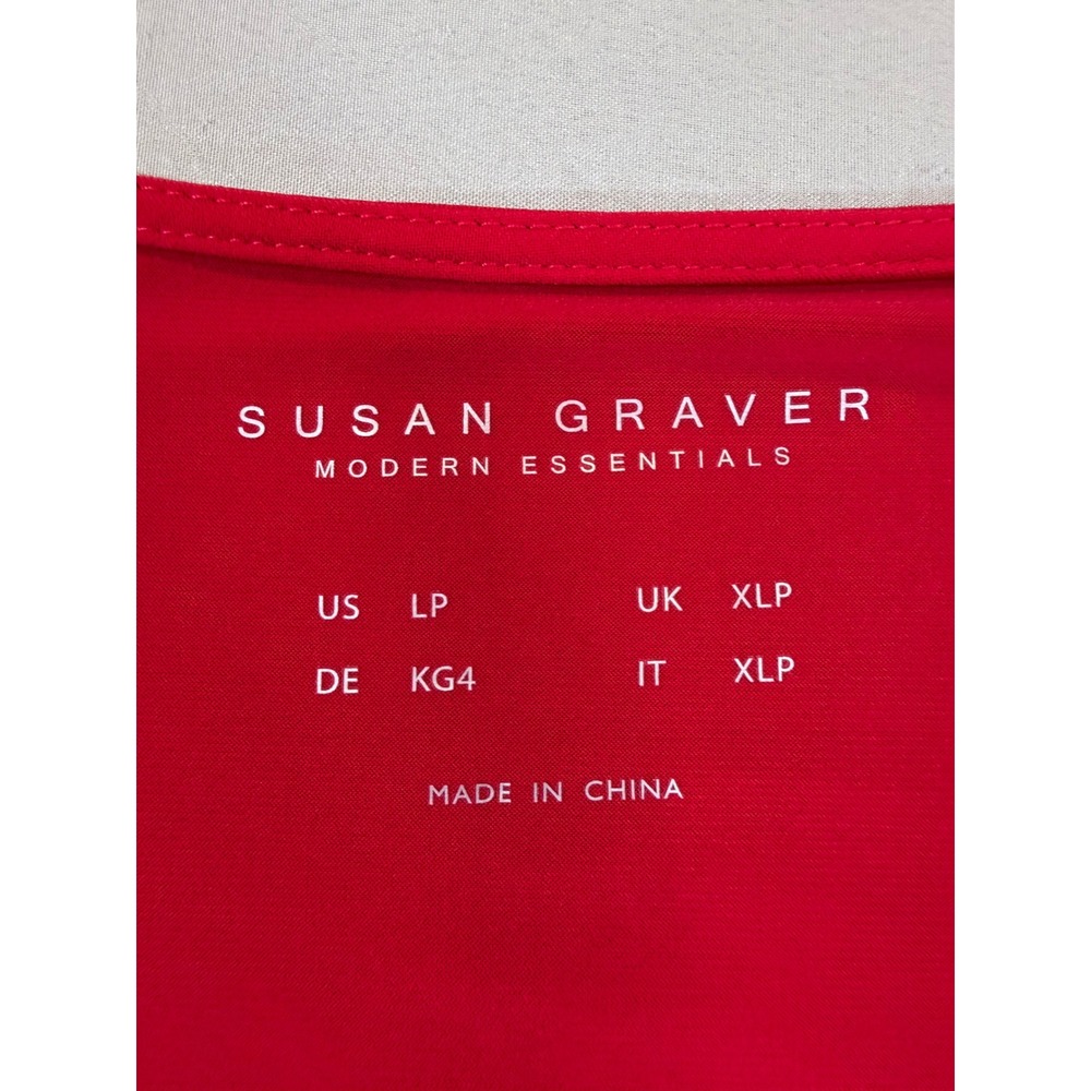 Susan Graver Modern Essentials Red V-Neck 3/4 Sleeve Top Size‎ LP A512800 - Picture 3 of 9